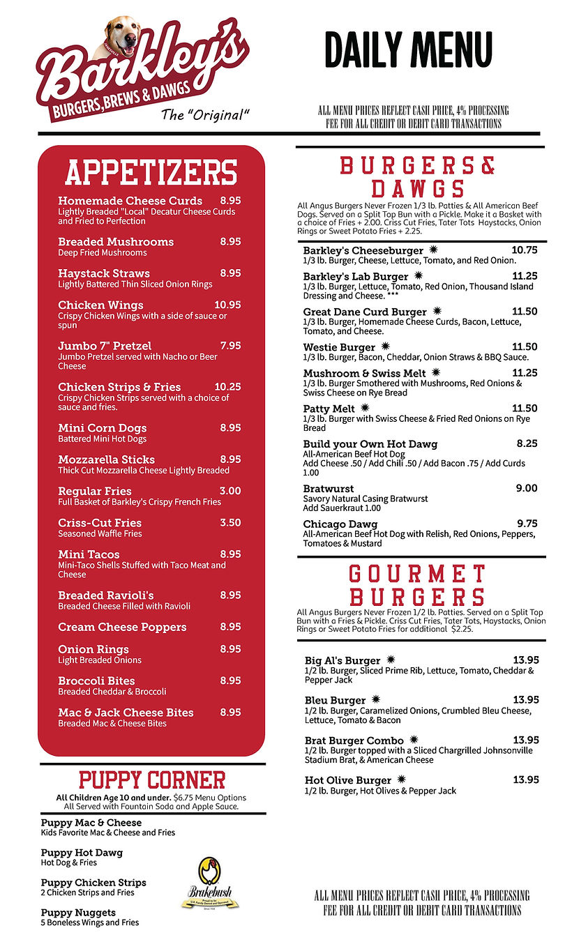 Barkley's Burgers Brews & Dawgs - Catering in Janesville, Wisconsin