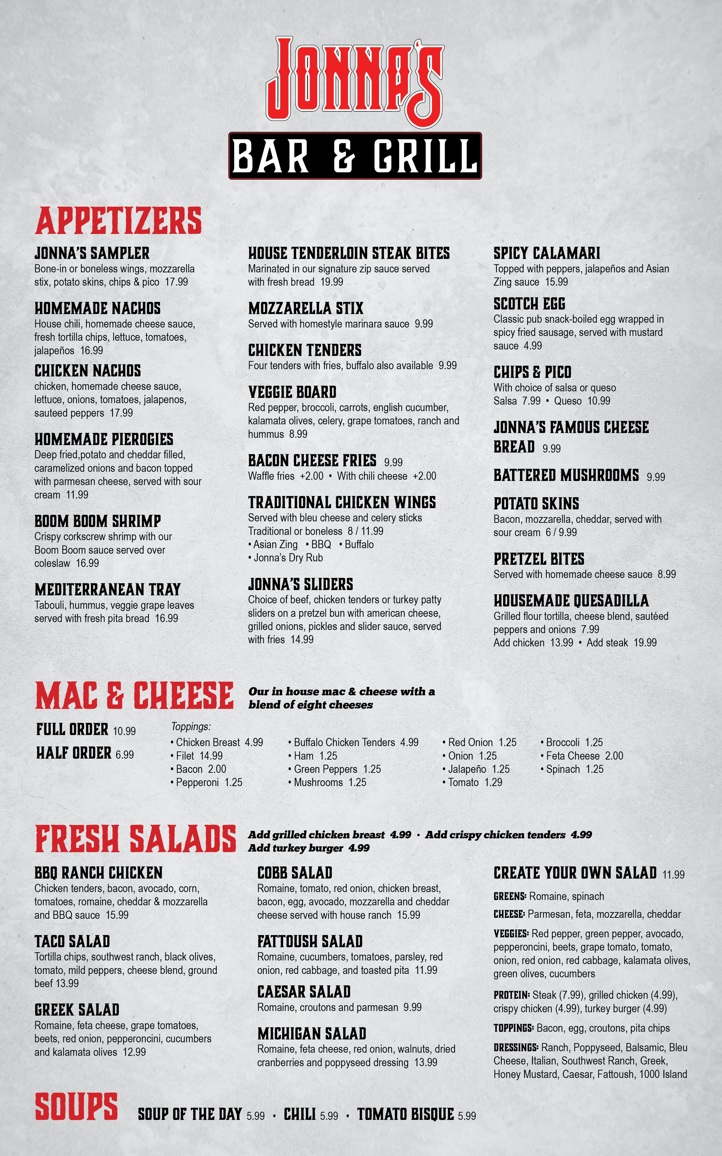 Jonna's Bar & Grill - Catering in Howell, Michigan