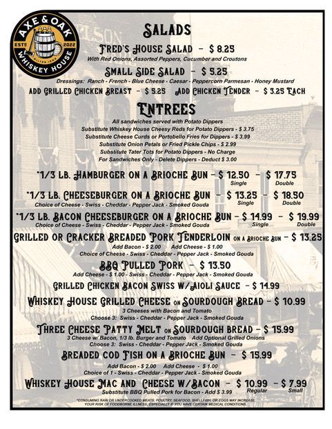 Axe & Oak Whiskey House - Catering in Wilton, Iowa