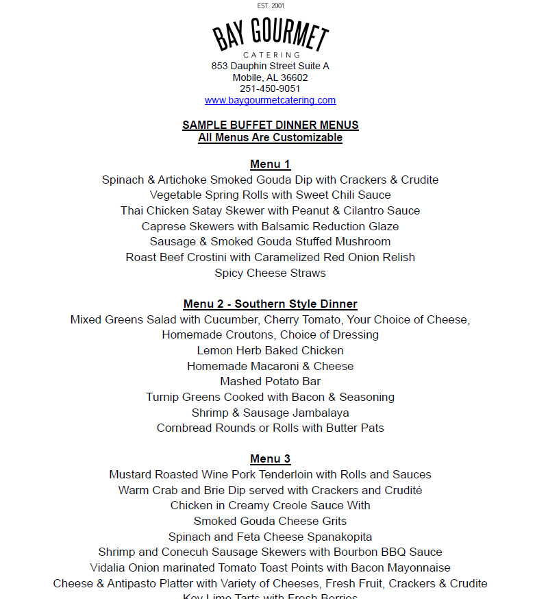 Crown Hall by Bay Gourmet Catering - Catering in Mobile, Alabama