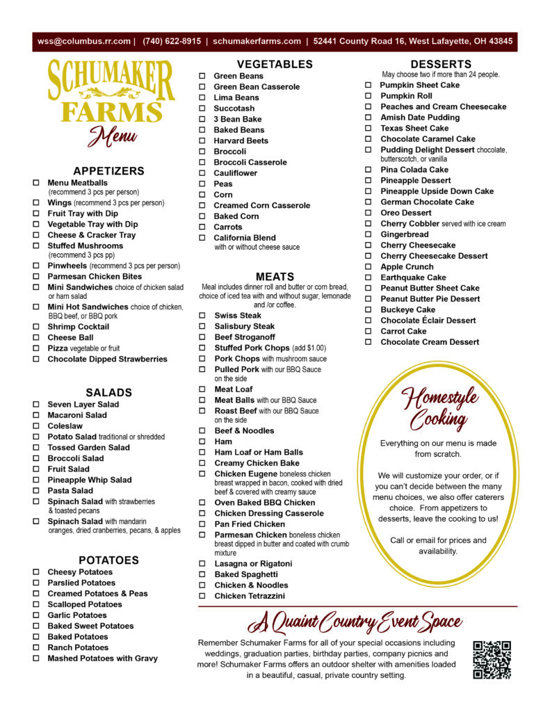 Schumaker Farms - Catering in West Lafayette, Ohio
