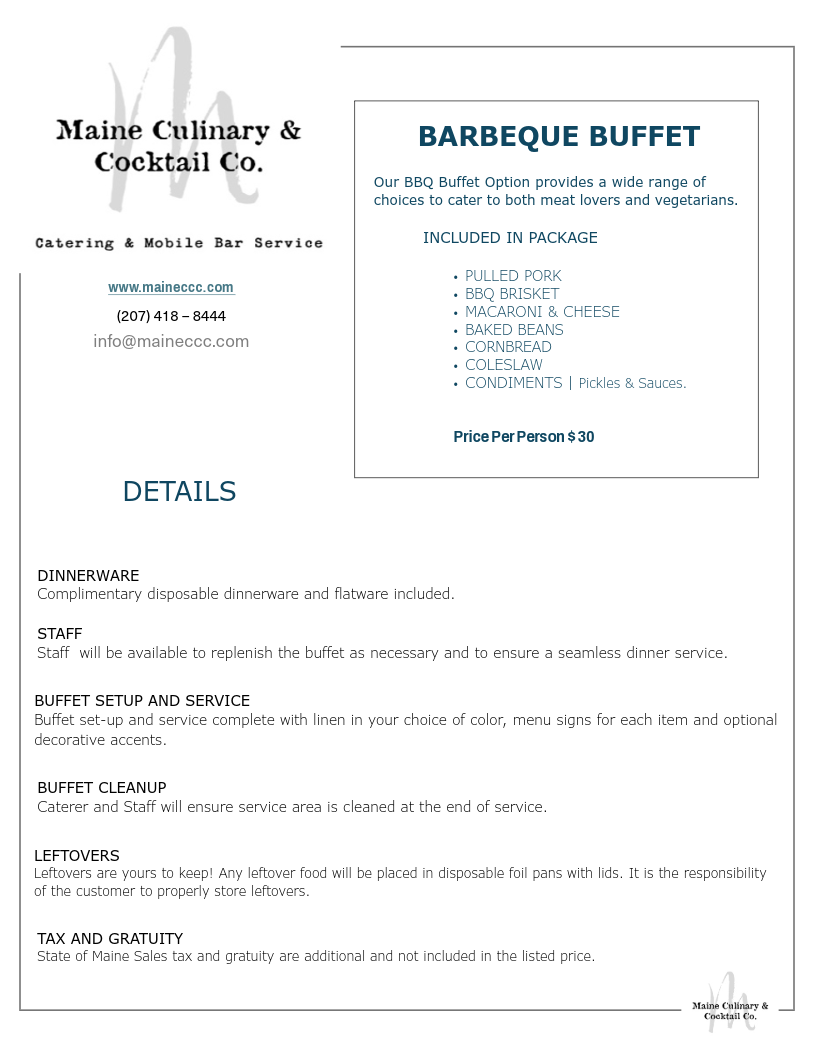 Maine Catering & Cocktail Co. - Catering in Canton, Maine