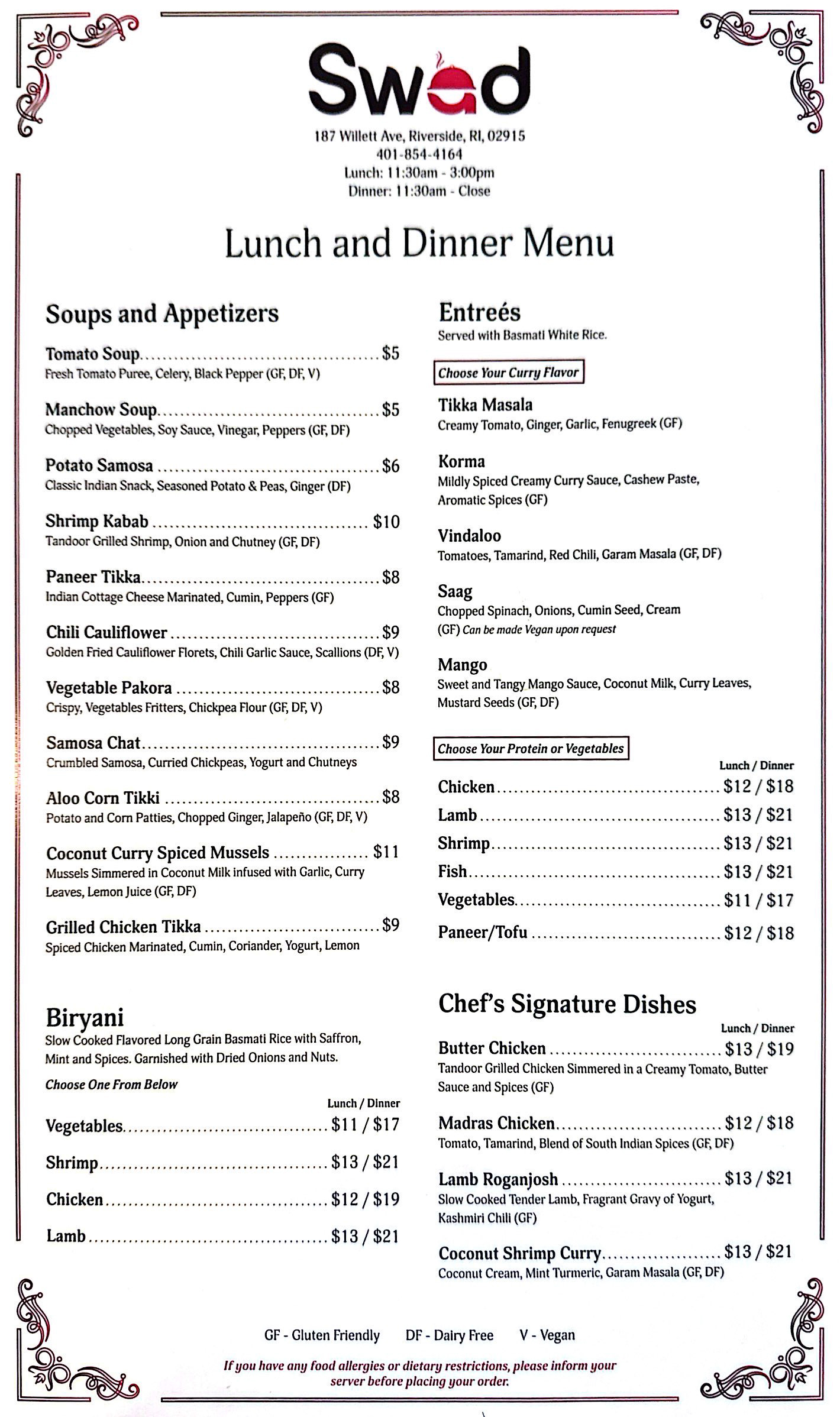 Swad Restaurant - Catering in Riverside, Rhode Island