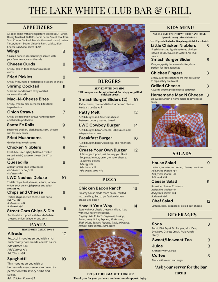 Lake White Club Bar&Grill - Catering in Waverly, Ohio
