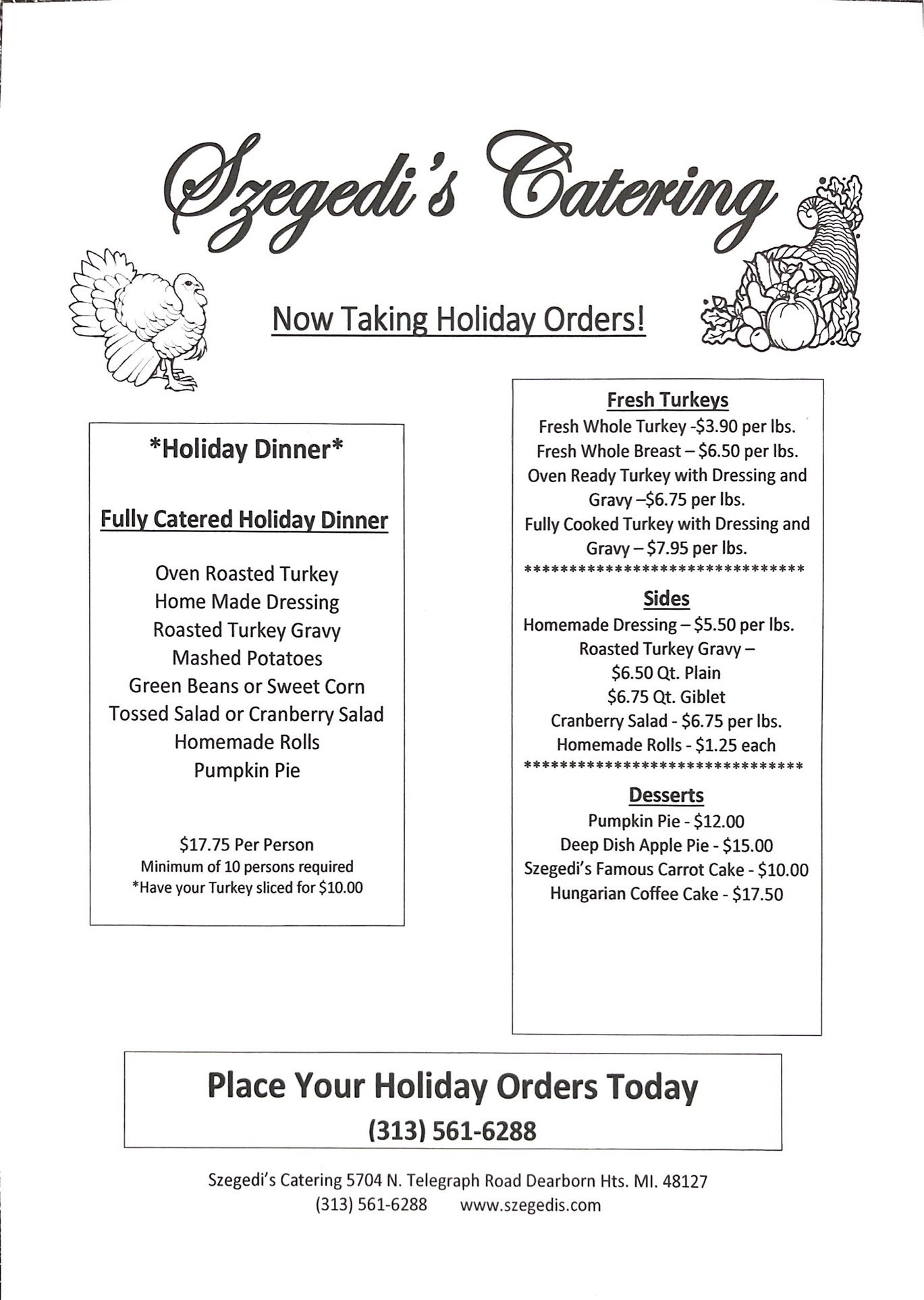 Szegedi's Catering - Catering in Dearborn Heights, Michigan